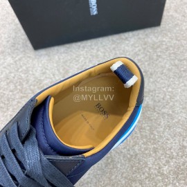 Hugo Boss Leather Lace Up Sneakers For Men Navy