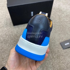 Hugo Boss Leather Lace Up Sneakers For Men Navy