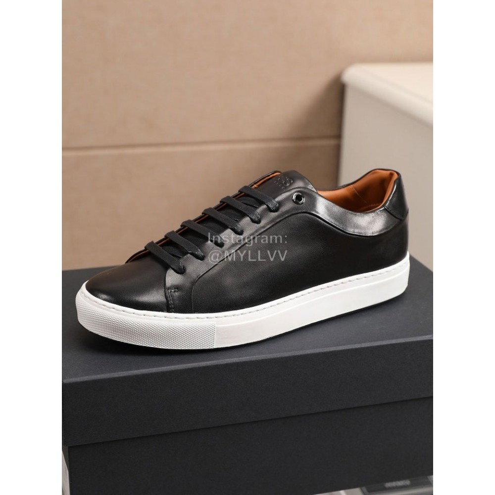 Hugo Boss Soft Cowhide Lace Up Casual Shoes For Men Black