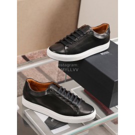 Hugo Boss Soft Cowhide Lace Up Casual Shoes For Men Black