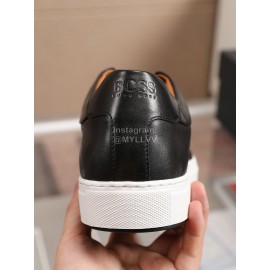 Hugo Boss Soft Cowhide Lace Up Casual Shoes For Men Black