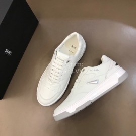 Hugo Boss Leather Lace Up Casual Sneakers For Men White