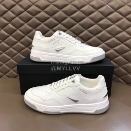 Hugo Boss Leather Lace Up Casual Sneakers For Men White