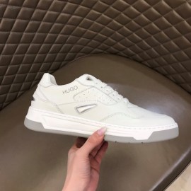 Hugo Boss Leather Lace Up Casual Sneakers For Men White