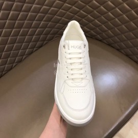 Hugo Boss Leather Lace Up Casual Sneakers For Men White