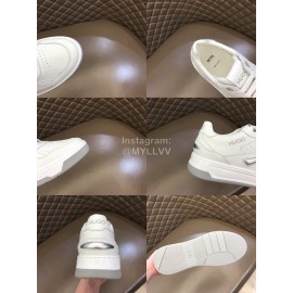 Hugo Boss Leather Lace Up Casual Sneakers For Men White