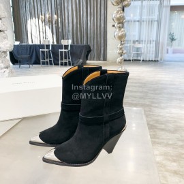 Isabel Marant Winter New Calf Velvet High Heel Short Boots For Women Black