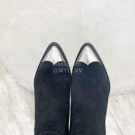 Isabel Marant Winter New Calf Velvet High Heel Short Boots For Women Black