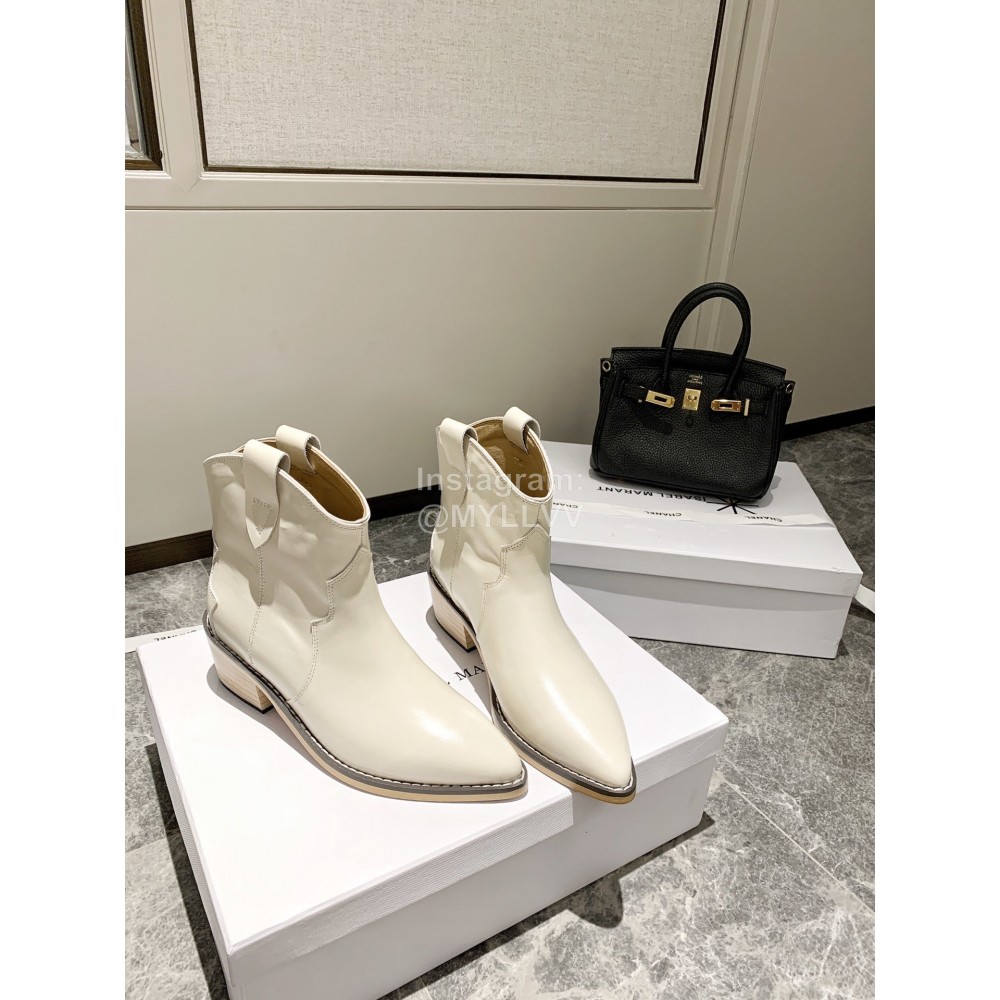 Isabel Marant Winter Fashion Calf High Heel Short Boots For Women White