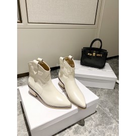 Isabel Marant Winter Fashion Calf High Heel Short Boots For Women White