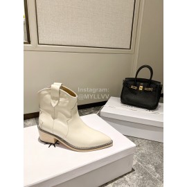 Isabel Marant Winter Fashion Calf High Heel Short Boots For Women White