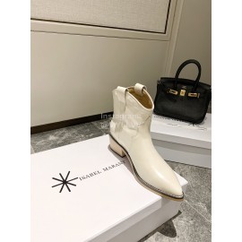 Isabel Marant Winter Fashion Calf High Heel Short Boots For Women White