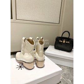 Isabel Marant Winter Fashion Calf High Heel Short Boots For Women White