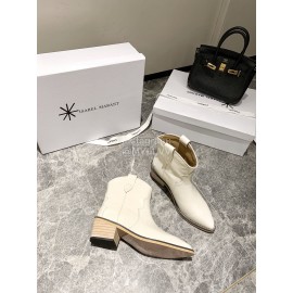 Isabel Marant Winter Fashion Calf High Heel Short Boots For Women White