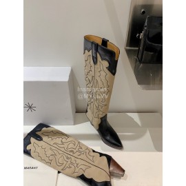Isabel Marant Cowhide Thick High Heeled Long Boots For Women