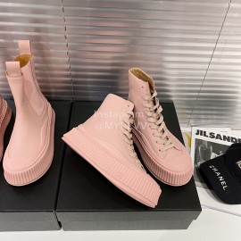 Jil Sander Fashion Calf Leather Thick Soled High Top Shoes For Women Pink