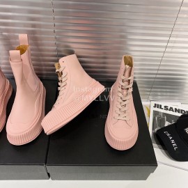 Jil Sander Fashion Calf Leather Thick Soled High Top Shoes For Women Pink
