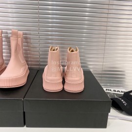 Jil Sander Fashion Calf Leather Thick Soled High Top Shoes For Women Pink