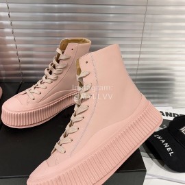 Jil Sander Fashion Calf Leather Thick Soled High Top Shoes For Women Pink