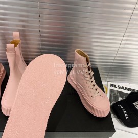 Jil Sander Fashion Calf Leather Thick Soled High Top Shoes For Women Pink