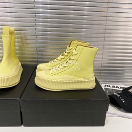 Jil Sander Fashion Calf Leather Thick Soled High Top Shoes For Women Yellow