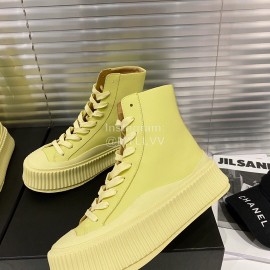 Jil Sander Fashion Calf Leather Thick Soled High Top Shoes For Women Yellow