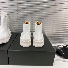 Jil Sander Fashion Calf Leather Thick Soled High Top Shoes For Women White