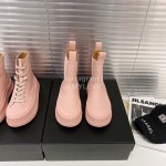 Jil Sander Fashion Calf Leather Thick Soled Boots For Women Pink