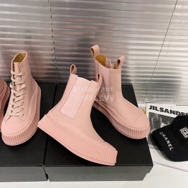 Jil Sander Fashion Calf Leather Thick Soled Boots For Women Pink