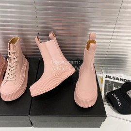 Jil Sander Fashion Calf Leather Thick Soled Boots For Women Pink