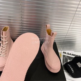 Jil Sander Fashion Calf Leather Thick Soled Boots For Women Pink