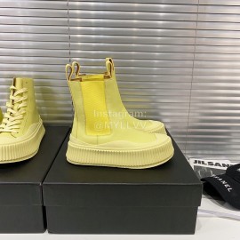 Jil Sander Fashion Calf Leather Thick Soled Boots For Women Yellow