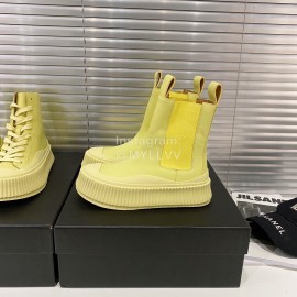 Jil Sander Fashion Calf Leather Thick Soled Boots For Women Yellow