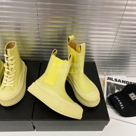 Jil Sander Fashion Calf Leather Thick Soled Boots For Women Yellow