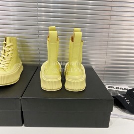 Jil Sander Fashion Calf Leather Thick Soled Boots For Women Yellow