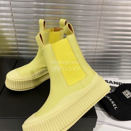 Jil Sander Fashion Calf Leather Thick Soled Boots For Women Yellow
