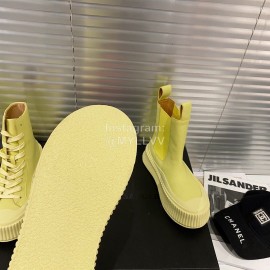 Jil Sander Fashion Calf Leather Thick Soled Boots For Women Yellow