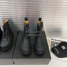 Jil Sander Fashion Black Calf Leather Thick Soled Boots For Women 