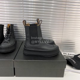 Jil Sander Fashion Black Calf Leather Thick Soled Boots For Women 