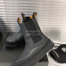 Jil Sander Fashion Black Calf Leather Thick Soled Boots For Women 