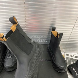 Jil Sander Fashion Black Calf Leather Thick Soled Boots For Women 
