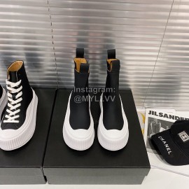 Jil Sander Fashion Calf Leather Thick Soled Boots For Women Black