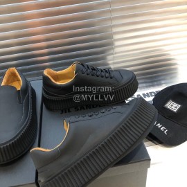 Jil Sander Fashion Calf Leather Thick Soled Casual Shoes Black For Women 