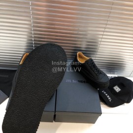 Jil Sander Fashion Calf Leather Thick Soled Casual Shoes Black For Women 