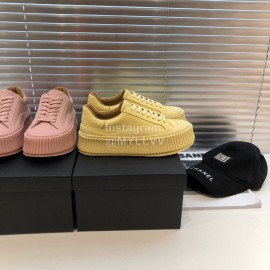 Jil Sander Fashion Calf Leather Thick Soled Casual Shoes For Women Yellow