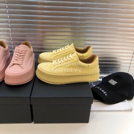 Jil Sander Fashion Calf Leather Thick Soled Casual Shoes For Women Yellow