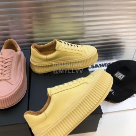 Jil Sander Fashion Calf Leather Thick Soled Casual Shoes For Women Yellow
