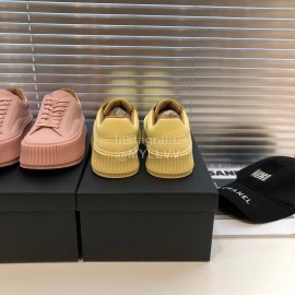 Jil Sander Fashion Calf Leather Thick Soled Casual Shoes For Women Yellow