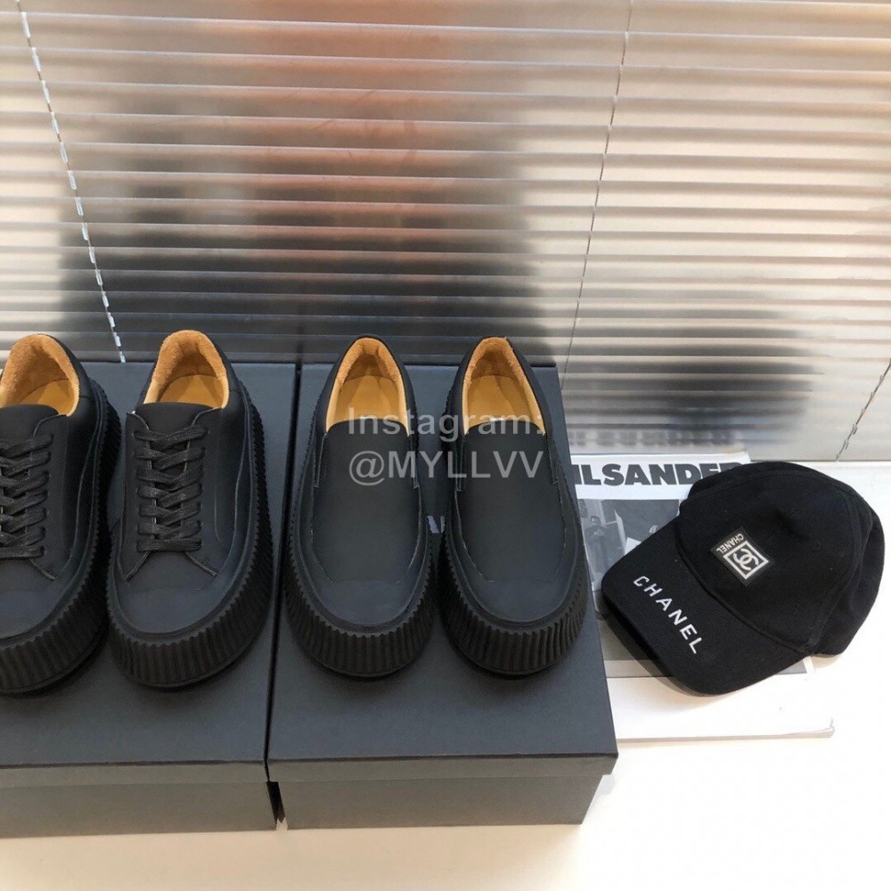 Jil Sander Fashion Black Calf Leather Thick Soled Casual Shoes For Women 