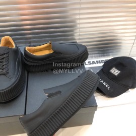 Jil Sander Fashion Black Calf Leather Thick Soled Casual Shoes For Women 